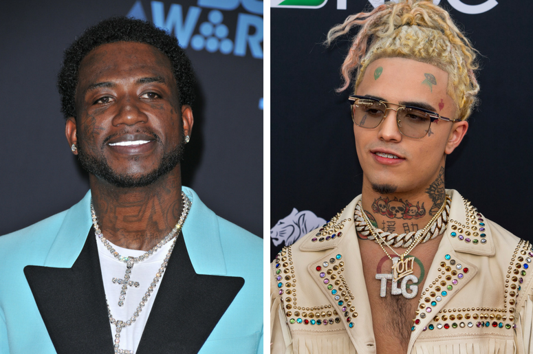 Gucci Mane | Lil Pump Gucci Mane at the 2017 BET Awards held at Microsoft Theater on June 25, 2017 in Los Angeles, CA, USA. / Lil Pump walking on the red carpet at the 2018 Billboard Music Awards held at The MGM Grand Garden Arena on May 20, 2018 in Las Vegas, NV.