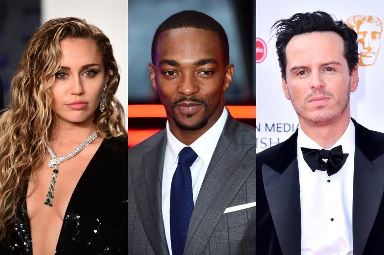 Miley Cyrus, Anthony Mackie and Andrew Scott Miley Cyrus, Anthony Mackie and Andrew Scott
