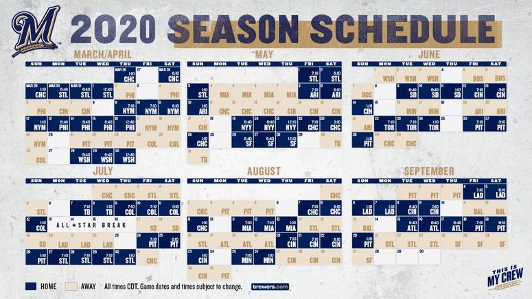 MLB, Milwaukee Brewers 2020 schedule released | 105-7FM The Fan