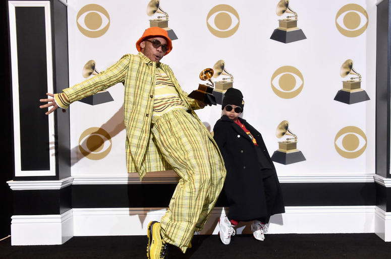 Anderson .Paak (L) and guest pose in the press room during the 61st Annual GRAMMY Awards at Staples Center on February 10, 2019 in Los Angeles, California Anderson .Paak (L) and guest pose in the press room during the 61st Annual GRAMMY Awards at Staples Center on February 10, 2019 in Los Angeles, California
