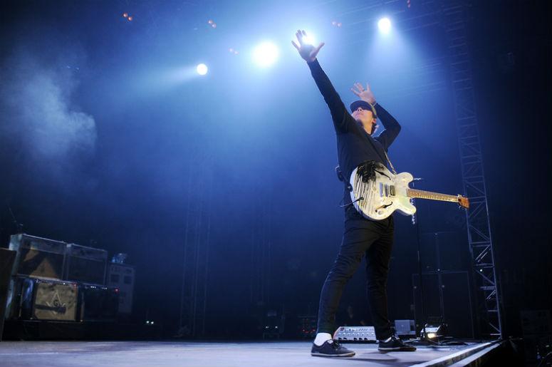 Guitarist Tom DeLonge of Blink 182 during performance in Prague, Czech republic, August 15, 2014. Guitarist Tom DeLonge of Blink 182 during performance in Prague, Czech republic, August 15, 2014.