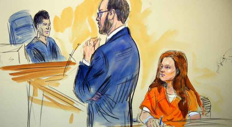 This courtroom sketch depicts Maria Butina, a 29-year-old gun-rights activist suspected of being a covert Russian agent.(Dana Verkouteren via AP) This courtroom sketch depicts Maria Butina, a 29-year-old gun-rights activist suspected of being a covert Russian agent.(Dana Verkouteren via AP)
