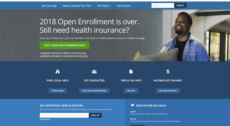 The HealthCare.gov website main page. The Trump administration is clearing the way for insurers to sell short-term health plans as a bargain alternative to pricey “Obamacare” for consumers struggling with high premiums. (HHS via AP) The HealthCare.gov website main page. The Trump administration is clearing the way for insurers to sell short-term health plans as a bargain alternative to pricey “Obamacare” for consumers struggling with high premiums. (HHS via AP)