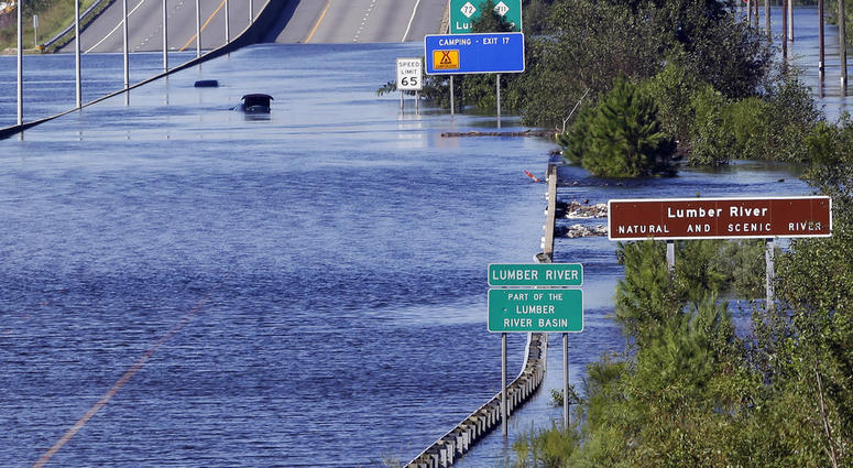 Flooded Section of I-95 in North Carolina