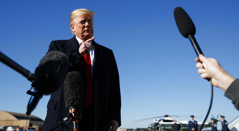 President Trump talking to reporters