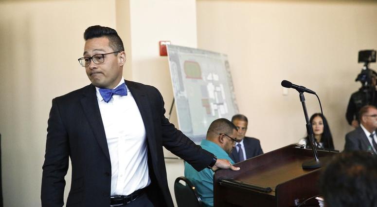 Joseph DiRuzzo, attorney for former Broward County Deputy Scot Peterson, walks away after speaking before the Marjory Stoneman Douglas High School Public Safety Commission on Thursday, Nov. 15, 2018, in Sunrise, Fla.
