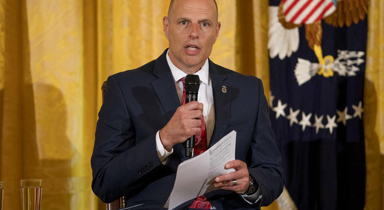 In this Aug. 20, 2018, file photo, Acting U.S. Immigration and Customs Enforcement Director Ronald Vitiello speaks during an event in Washington. (AP Photo/Andrew Harnik, File)