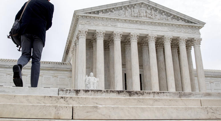 In this Jan. 7, 2019 photo, The Supreme Court in Washington. An unidentified foreign government is asking the Supreme Court to get involved in a case that may be part of special counsel Robert Mueller's Russia investigation
