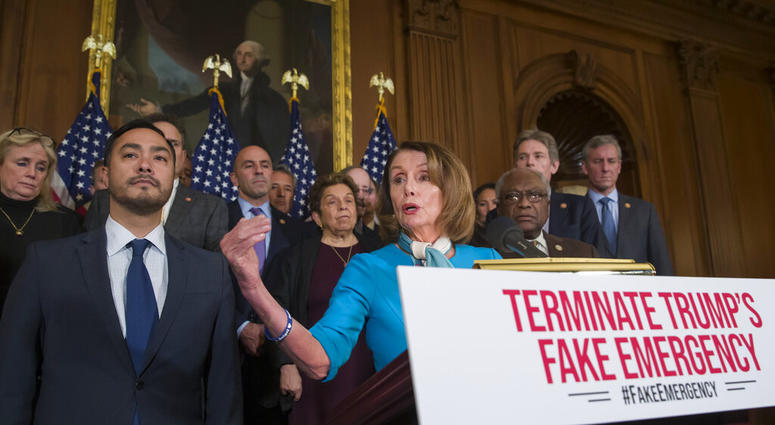 House Speaker Nancy Pelosi with House Democrats