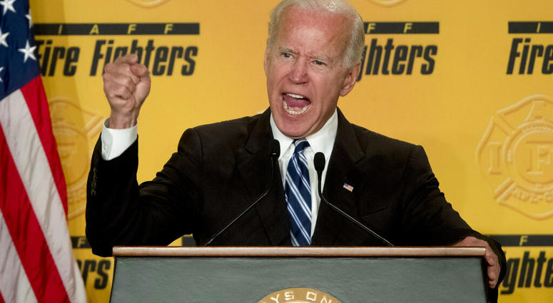 Former Vice President Joe Biden speaks to the International Association of Firefighters at the Hyatt Regency on Capitol Hill in Washington, Tuesday, March 12, 2019. (AP Photo/Andrew Harnik) Former Vice President Joe Biden speaks to the International Association of Firefighters at the Hyatt Regency on Capitol Hill in Washington, Tuesday, March 12, 2019. (AP Photo/Andrew Harnik)