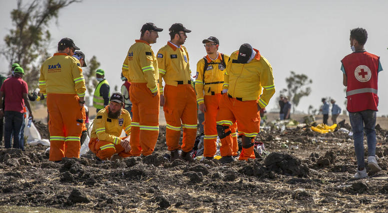 Isreali investigators at plane crash scene in Ethiopia