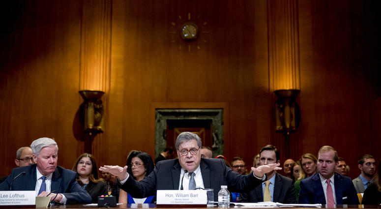 Attorney General William Barr before a Senate panel