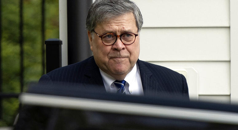Attorney General William Barr leaves his home in McLean, Va., on Wednesday morning, April 17, 2019. (AP Photo/Sait Serkan Gurbuz)
