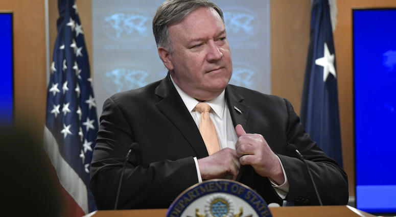 Secretary of State Mike Pompeo speaks during a news conference on Monday, April 22, 2019, at the Department of State in Washington. (AP Photo/Sait Serkan Gurbuz) Secretary of State Mike Pompeo speaks during a news conference on Monday, April 22, 2019, at the Department of State in Washington. (AP Photo/Sait Serkan Gurbuz)