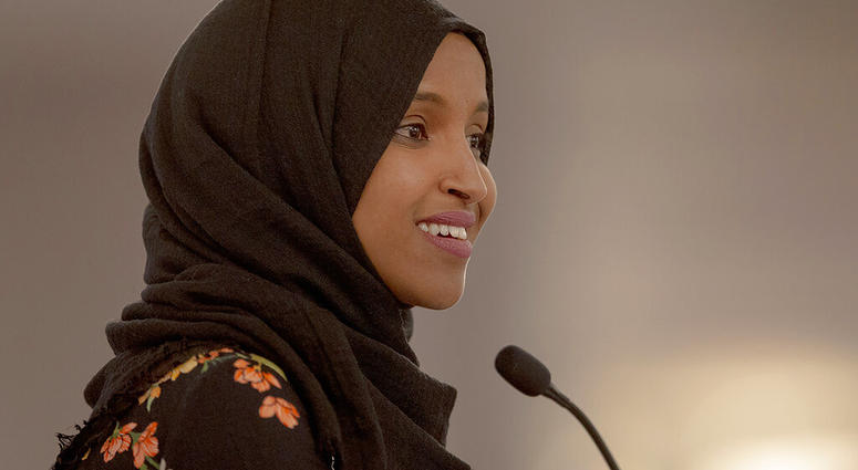 FILE - In this May 18, 2019 file photo, Rep. Ilhan Omar, D-Minn., speaks during the fourth annual Citywide Iftar Dinner in Austin, Texas. A campaign finance investigation found that U.S. Rep. Ilhan Omar filed joint tax returns with her husband before they