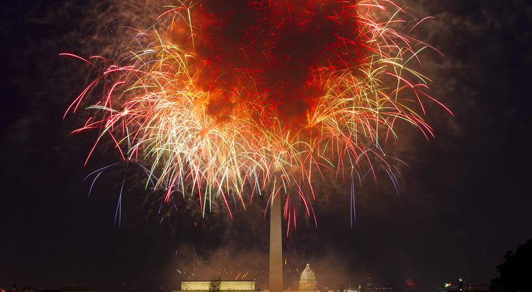 July 4th fireworks over Washington, D.C. in 2018
