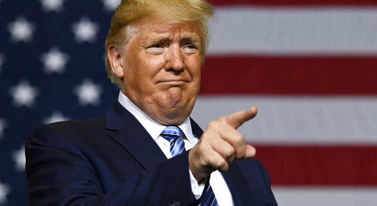 In this Aug. 13, 2019, photo, President Donald Trump arrives to speak in Monaca, Pa. Trump is hoping to woo New Hampshire into his column heading into 2020. The president will visit the state on Thursday to hold a reelection rally. (AP Photo/Susan Walsh)
