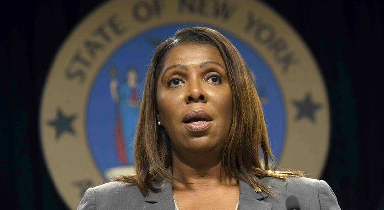 FILE - In this June 11, 2019, file photo, New York Attorney General Letitia James speaks during a news conference, in New York. New York state, New York City, Connecticut and Vermont have filed a new legal challenge to new Trump administration rules block
