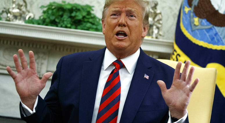 President Donald Trump speaks during a meeting with Australian Prime Minister Scott Morrison in the Oval Office of the White House, Friday, Sept. 20, 2019, Washington.