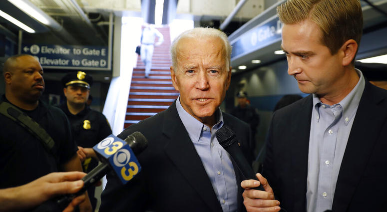 Former Vice President and Democratic presidential candidate Joe Biden arrives at the Wilmington train station Thursday April 25, 2019 in Wilmington, Delaware. Biden announced his candidacy for president via video on Thursday. (AP Photo/Matt Slocum)