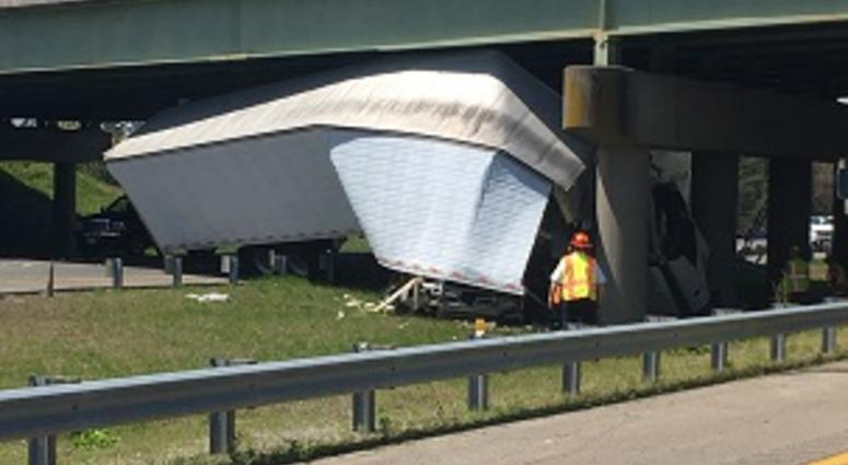 Crash in Interstate 64. Photo courtesy of Virginia State Police