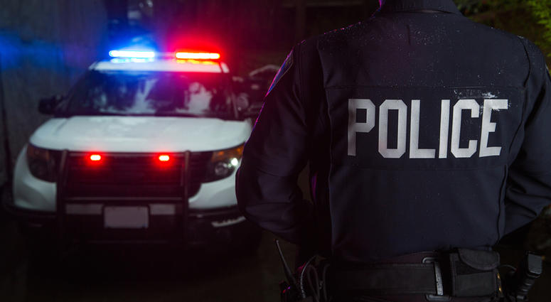 Unidentified police officer and car (dreamstime)