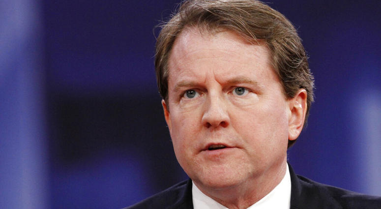 FILE - In this Feb. 22, 2018, file photo White House counsel Don McGhann speaks at the Conservative Political Action Conference (CPAC). (AP Photo/Jacquelyn Martin, File)