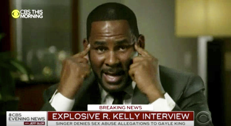 In this frame from video provided by CBS, R. Kelly talks during an interview with Gayle King on "CBS This Morning" broadcast Wednesday, March 6, 2019. (CBS via AP)