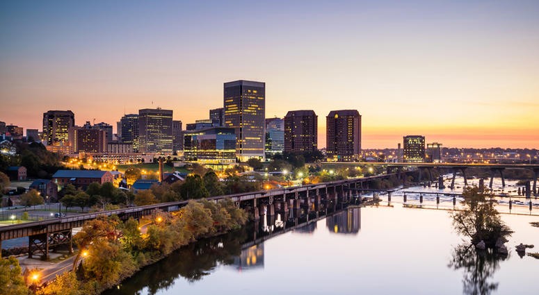 The city skyline and James River in Richmond, Va. (Dreamstime)