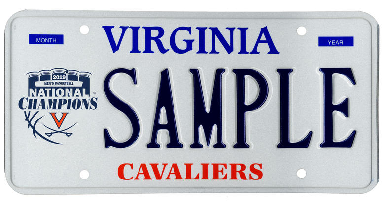 A mockup of the new limited edition UVA national champs license plate