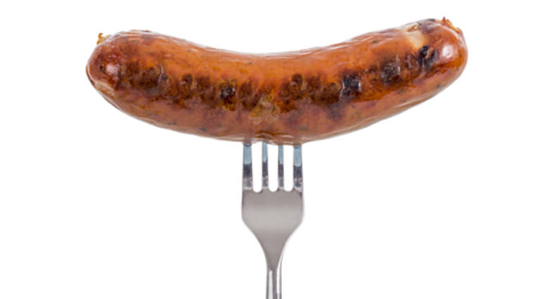 Grilled Sausage on a fork
