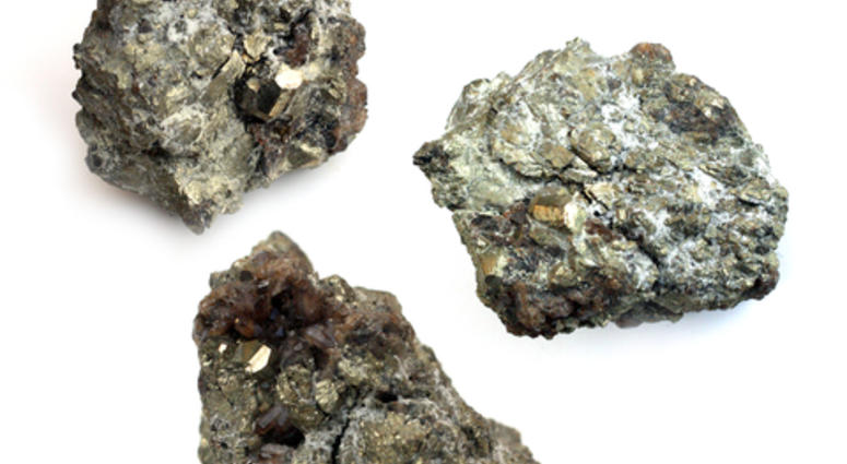 Uranium ore - isolated object on white background