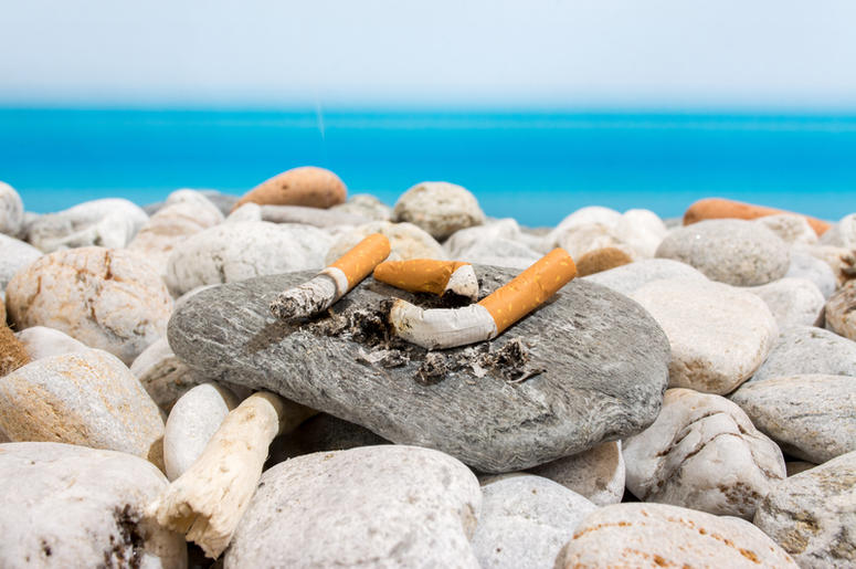Cigarette butts on the beach Cigarette butts on the beach