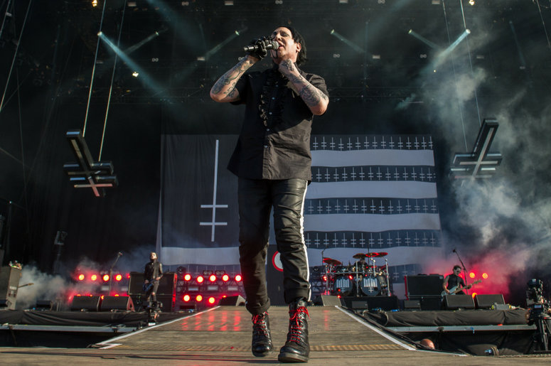 Marilyn Manson performs live on stage on day 3 of Download Festival at Donington Park Marilyn Manson performs live on stage on day 3 of Download Festival at Donington Park