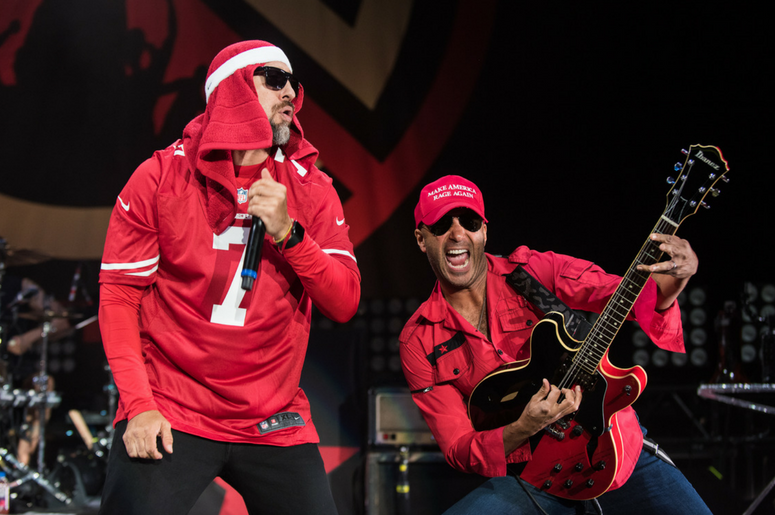 B-Real and Tom Morello of Prophets of Rage Perform at the Shoreline Amphitheatre B-Real and Tom Morello of Prophets of Rage Perform at the Shoreline Amphitheatre