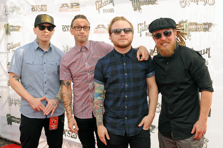 Barry Kerch, Brent Smith, Zach Myers, and Eric Bass of the band Shinedown attend the 2015 Alternative Press Music Awards Barry Kerch, Brent Smith, Zach Myers, and Eric Bass of the band Shinedown attend the 2015 Alternative Press Music Awards