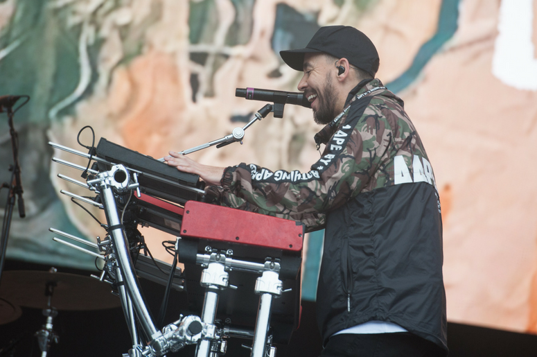 Mike Shinoda performs on stage on day 3 of Leeds Festival Mike Shinoda performs on stage on day 3 of Leeds Festival