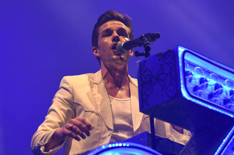 Brandon Flowers of The Killers performs at American Airlines Arena Brandon Flowers of The Killers performs at American Airlines Arena