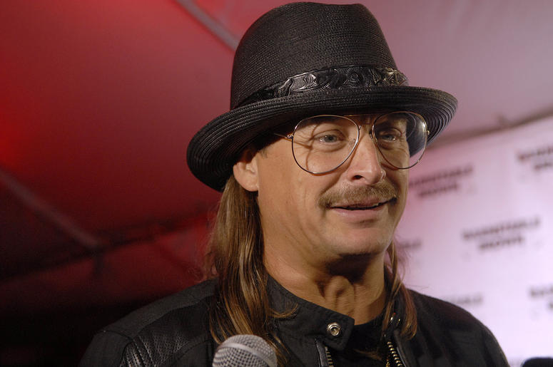 Recording artist Kid Rock talks with a reporter on the Barnstable Brown Derby Recording artist Kid Rock talks with a reporter on the Barnstable Brown Derby