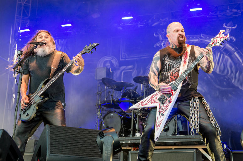 Tom Araya and Kerry King of Slayer during Chicago Open Air Music Festival at Toyota Park on July 16, 2017, in Bridgebiew, Illinois Tom Araya and Kerry King of Slayer during Chicago Open Air Music Festival at Toyota Park on July 16, 2017, in Bridgebiew, Illinois