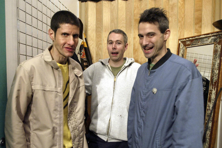 Rappers Michael Diamond 'Mike D', Adam Yauch 'MCA', and Adam Horovitz 'Ad-Rock' of the Beastie Boys pose in the dressing room before taping MTV's Direct Effect April 26, 2004 Rappers Michael Diamond 'Mike D', Adam Yauch 'MCA', and Adam Horovitz 'Ad-Rock' of the Beastie Boys pose in the dressing room before taping MTV's Direct Effect April 26, 2004