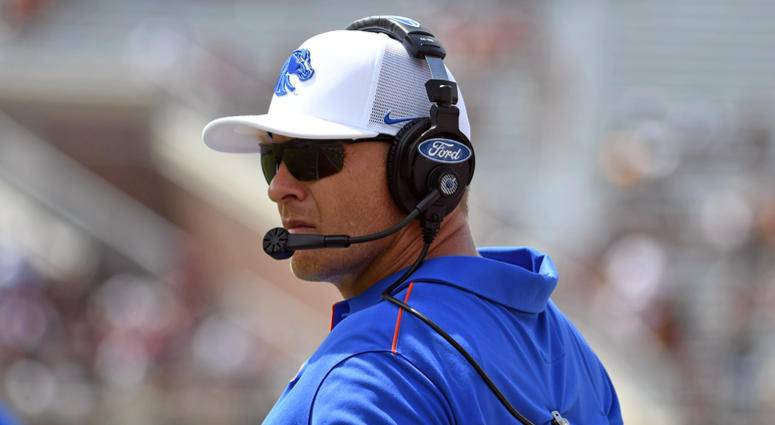 Boise State Broncos head coach Bryan Harsin looks on during a game against the Florida State Seminoles at Doak Campbell Stadium Boise State Broncos head coach Bryan Harsin looks on during a game against the Florida State Seminoles at Doak Campbell Stadium