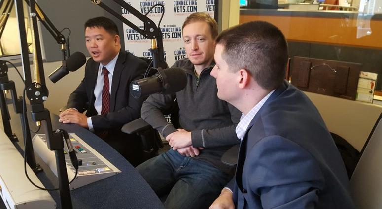 During an appearance on The Morning Briefing (From left to right) Navy vet Jeff Chiang, Army vet Brendan Wentz and Washington Post reporter Dan Lamothe in the studio discuss their work on the recent "Letters From War" podcast. Washington Post War Letters