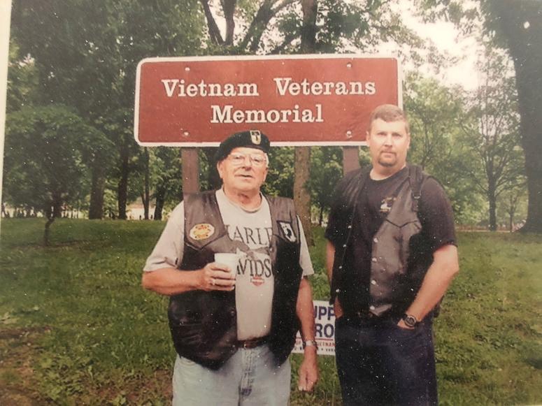 Gary Brinson and his father at their first Rolling Thunder