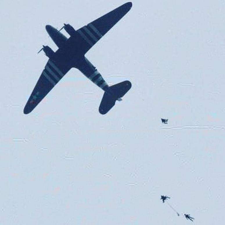 Domeij jumped from a C-47 over Normandy Jumpers exit a C-47 over Normandy on the 75th Anniversary of D-Day