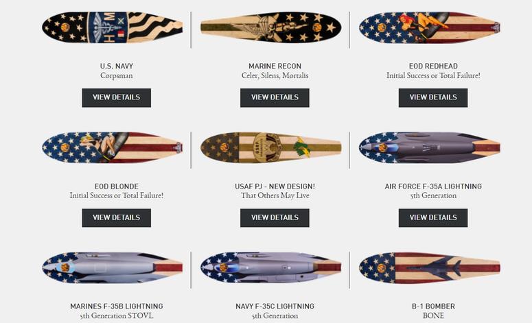 KOTA Longboards offers dozens of stock military-themed designs and custom orders KOTA Longboards offers military designs and custom ordered skateboards