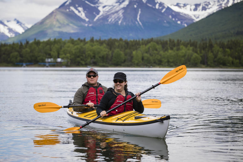 Couples are encouraged to experience Alaska during their time at Samaritan Lodge through kayaking, bear watching, fishing, and hiking.