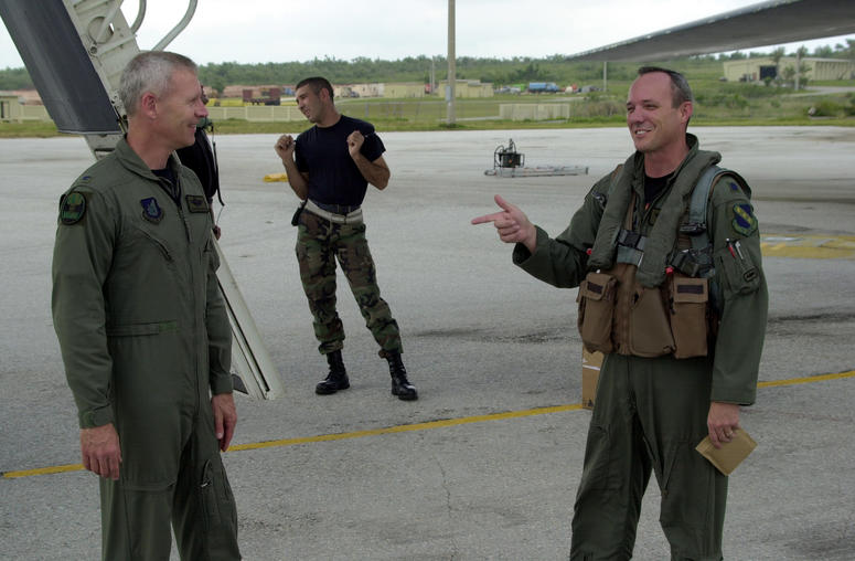 Then-Lt. Col. Rob Maness (right) at Andersen AFB on Guam in 2003.