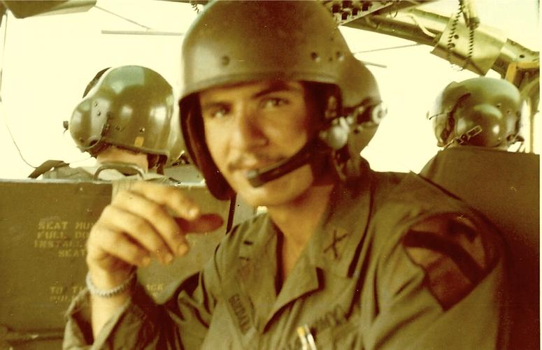 Guidara in helicopter