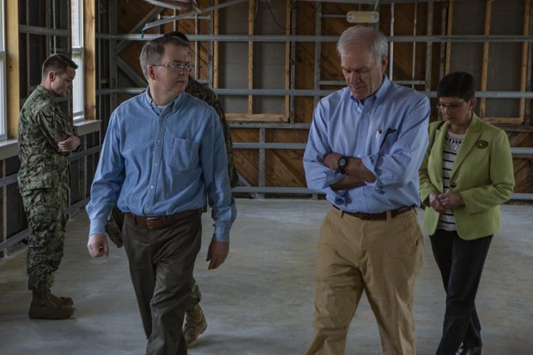 Deputy Secretary of Defense David L. Norquist and Secretary of the Navy Richard V. Spencer visit Marines on Mar. 1, 2019 Navy Secretary Richard Spencer apologizes for housing conditions.